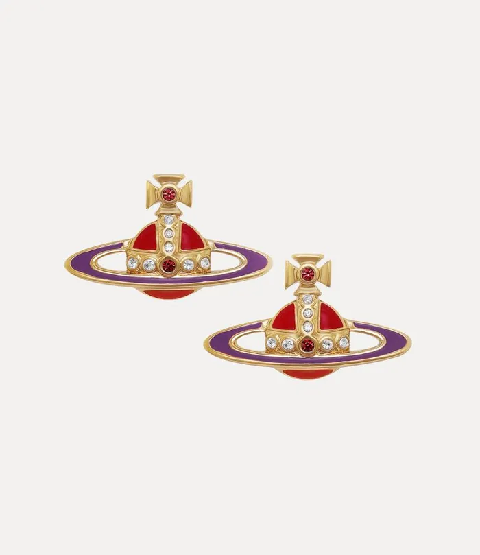 Women Small Neo Bas Relief Earrings Goldsiamcrystalcrystalpurple Vivienne Westwood Earrings Women Small Neo Bas Relief Earrings Goldsiamcrystalcrystalpurple Vivienne Westwood Earrings