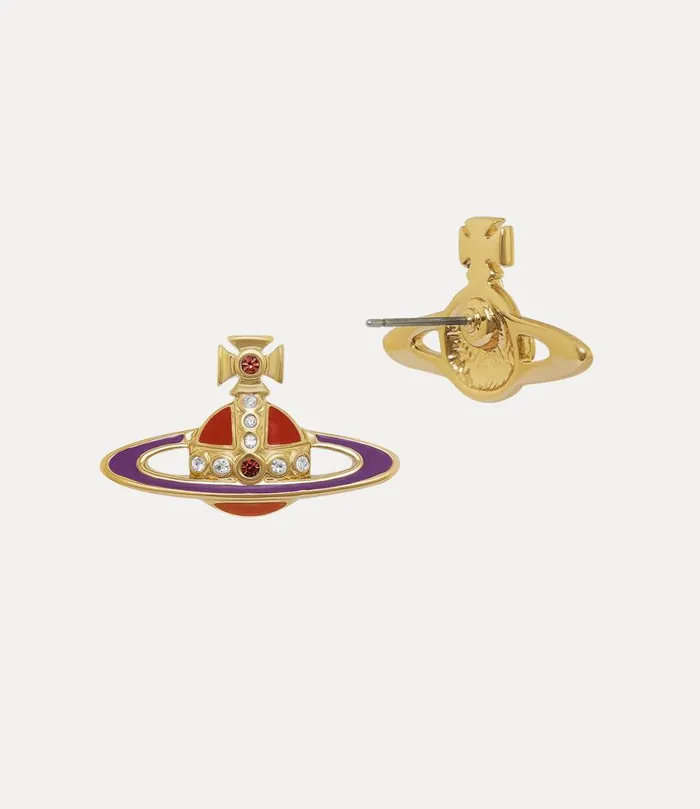 Women Small Neo Bas Relief Earrings Goldsiamcrystalcrystalpurple Vivienne Westwood Earrings Women Small Neo Bas Relief Earrings Goldsiamcrystalcrystalpurple Vivienne Westwood Earrings