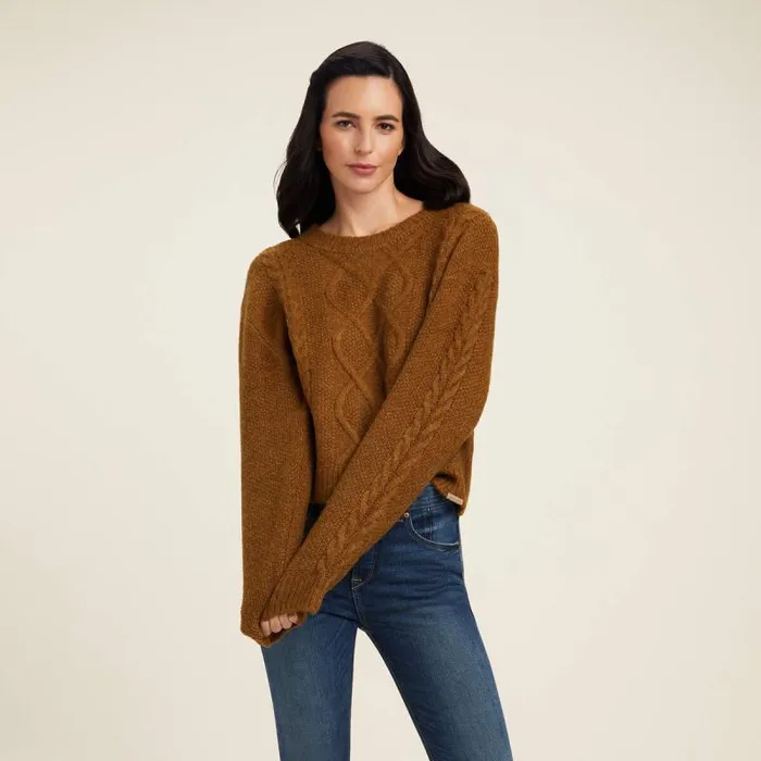Women Sweaters and Cardigans Ariat Winter Quarter Sweater Chestnut
