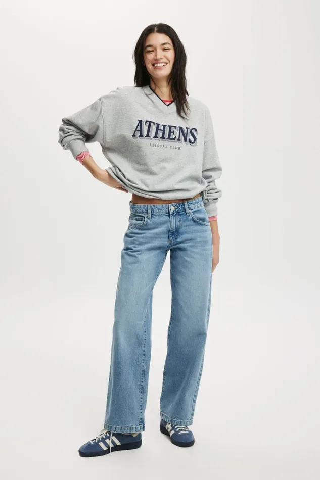Women Sweats and Hoodies Cotton On Classic Fleece Graphic V Neck Sweatshirt Athenslight Grey Marle Women Sweats and Hoodies Cotton On Classic Fleece Graphic V Neck Sweatshirt Athenslight Grey Marle