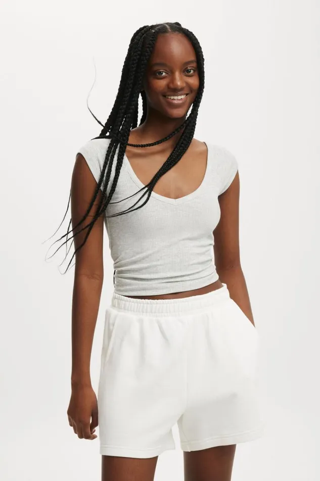 Women Sweats and Hoodies Cotton On Classic Fleece Short White