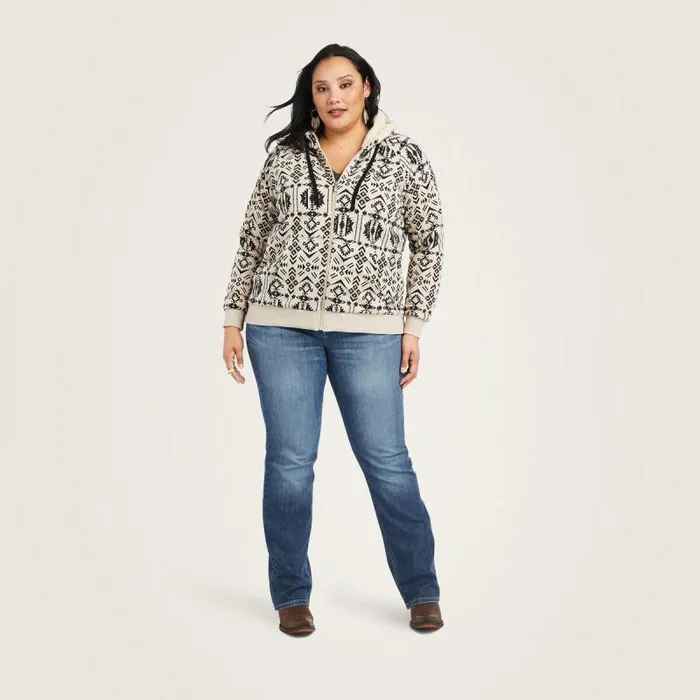 Women Sweatshirts and Hoodies Ariat REAL Sherpa Full Zip Hoodie Oaxaca Print