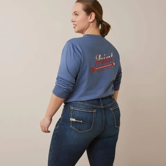 Women TShirts and Tops Ariat Rebar Cotton Strong Work Hard Bijou Blue Women TShirts and Tops Ariat Rebar Cotton Strong Work Hard Bijou Blue