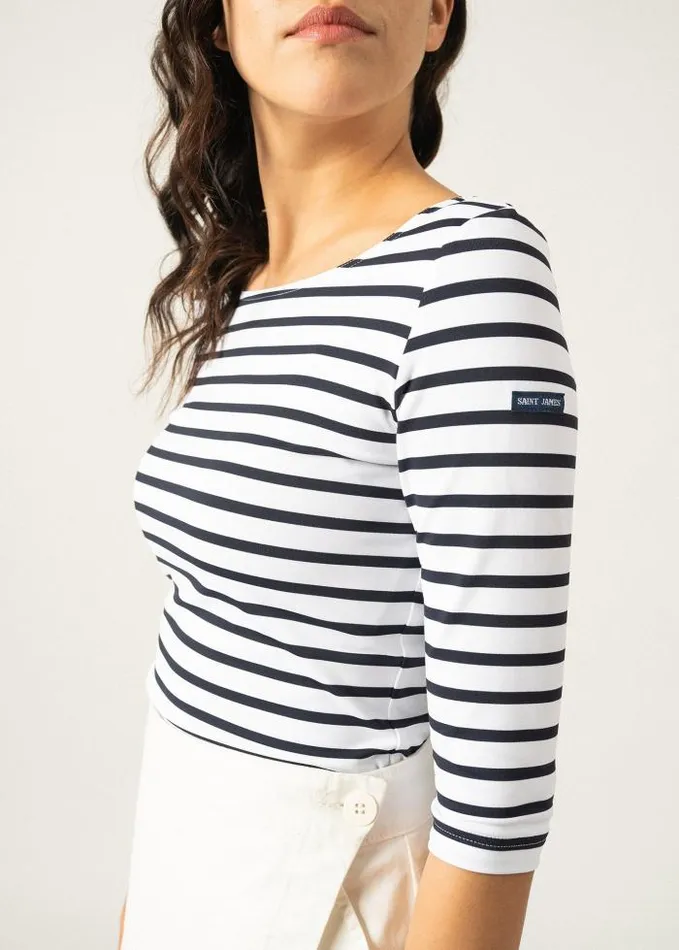 Women The AntiUV Stripes Collection Saint James GARDECOTE III White Navy