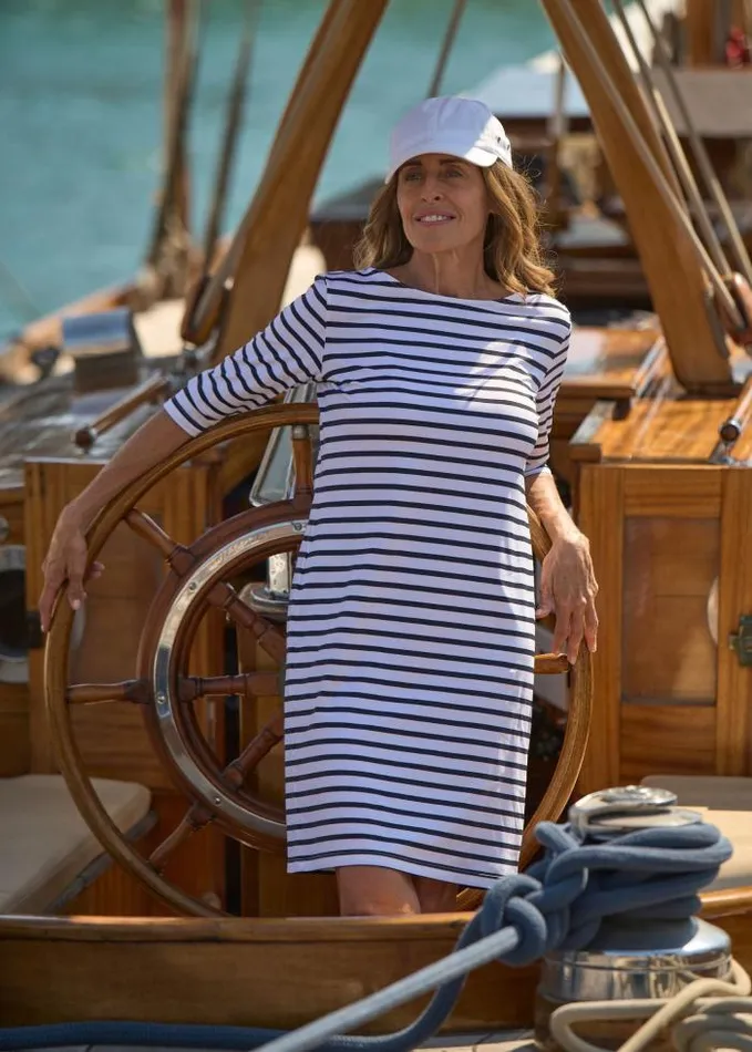 Women The AntiUV Stripes Collection Saint James PROPRIANO White Navy