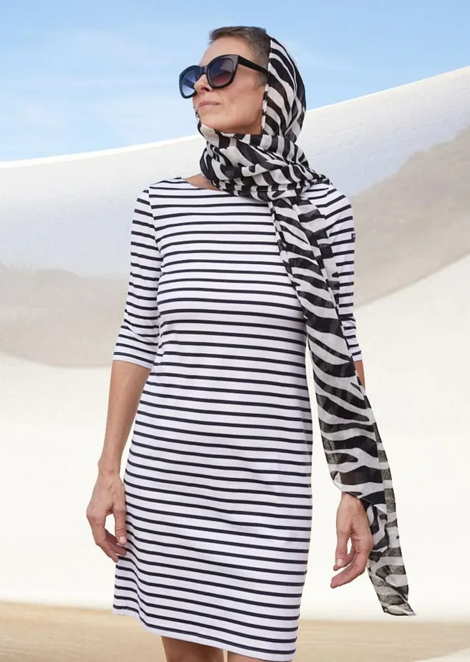 Women The AntiUV Stripes Collection Saint James PROPRIANO White Navy