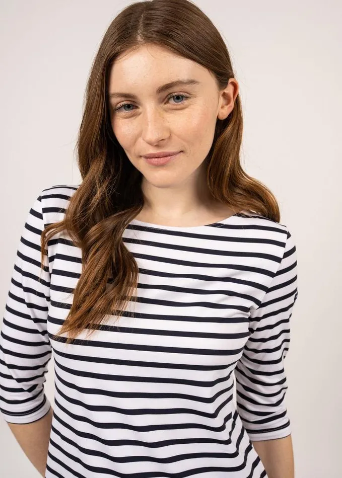 Women The AntiUV Stripes Collection Saint James PROPRIANO White Navy