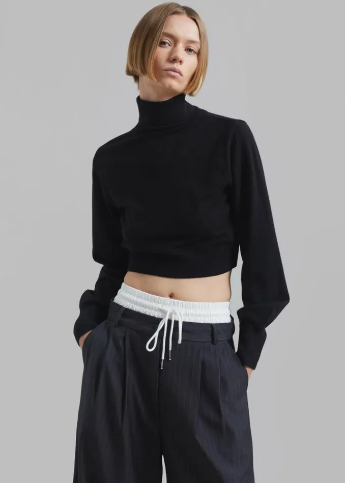 Women The Frankie Shop Bella Cropped Turtleneck 8211 Black Black