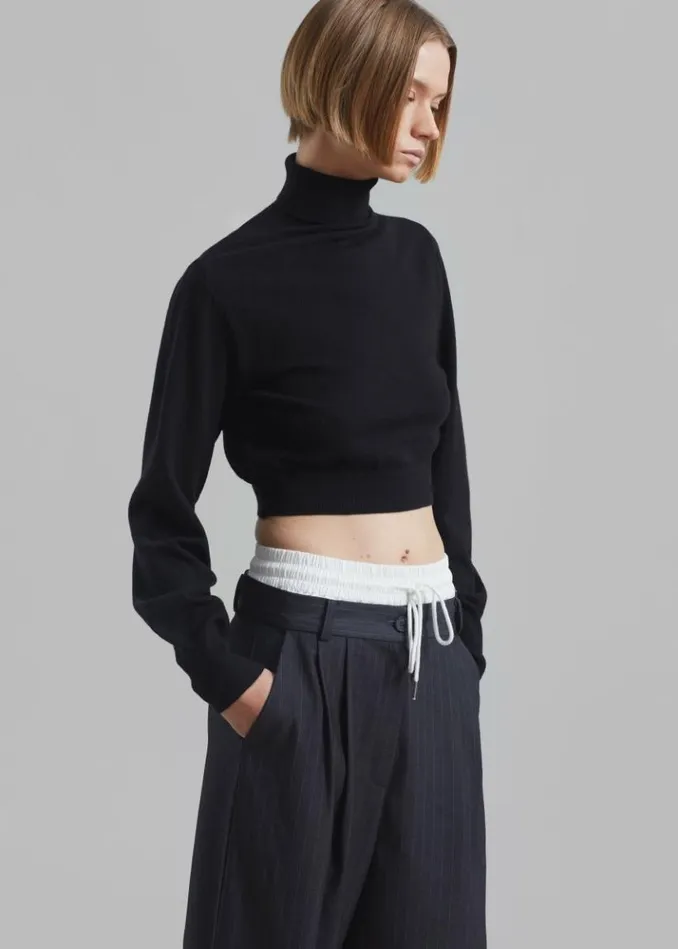Women The Frankie Shop Bella Cropped Turtleneck 8211 Black Black