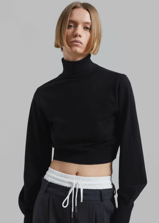 Women The Frankie Shop Bella Cropped Turtleneck 8211 Black Black