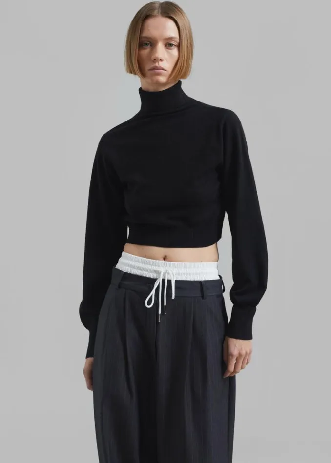 Women The Frankie Shop Bella Cropped Turtleneck 8211 Black Black
