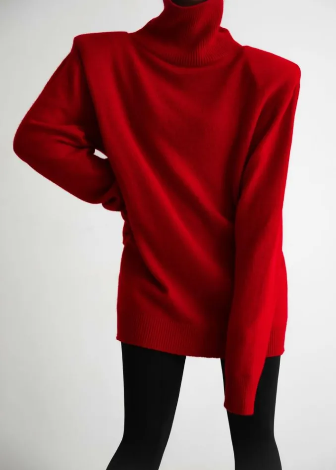 Women The Frankie Shop Emilia Mini Padded Sweater Dress 8211 Red Red