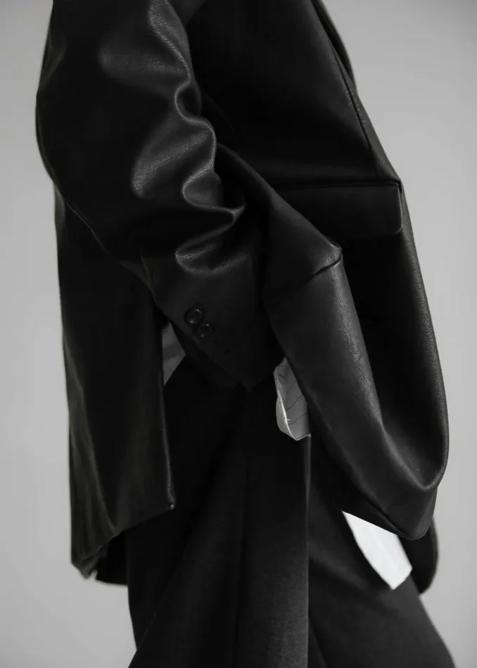 Women The Frankie Shop Kelso Faux Leather Blazer 8211 Black Black