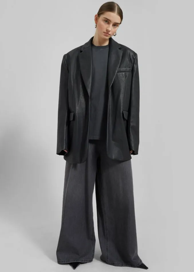 Women The Frankie Shop Kelso Faux Leather Blazer 8211 Black Black
