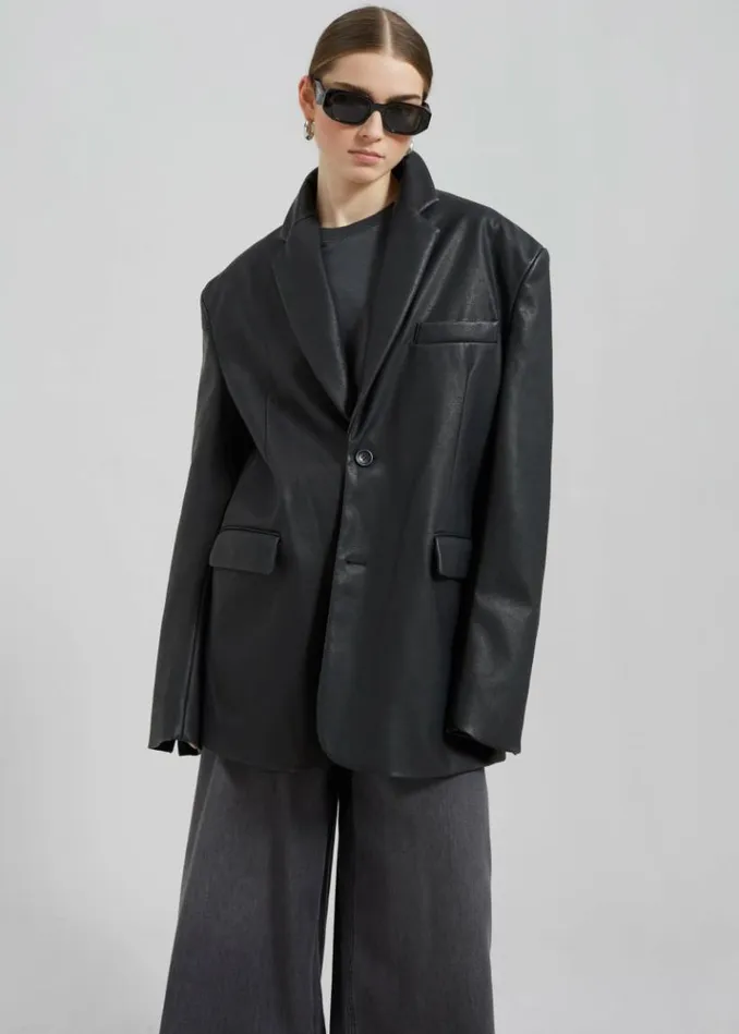 Women The Frankie Shop Kelso Faux Leather Blazer 8211 Black Black