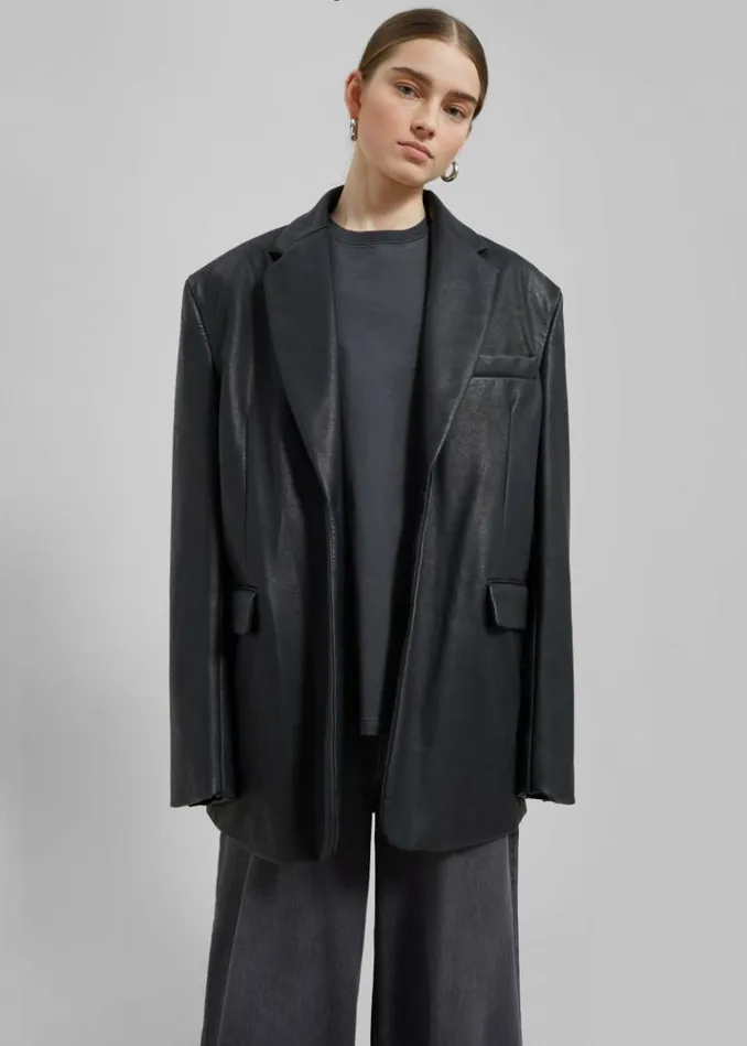 Women The Frankie Shop Kelso Faux Leather Blazer 8211 Black Black