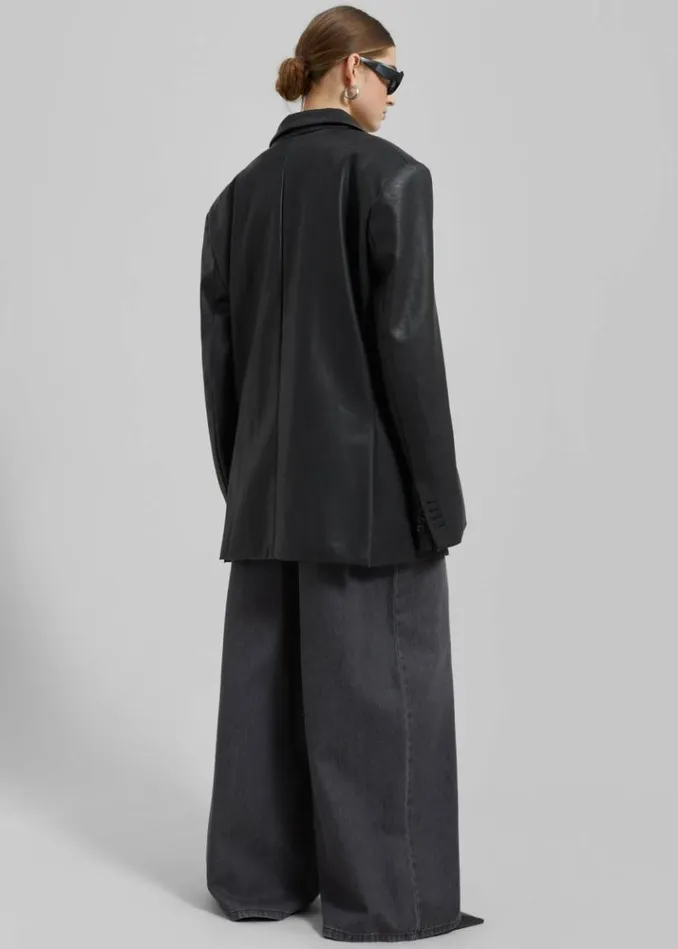 Women The Frankie Shop Kelso Faux Leather Blazer 8211 Black Black