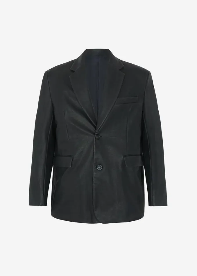 Women The Frankie Shop Kelso Faux Leather Blazer 8211 Black Black