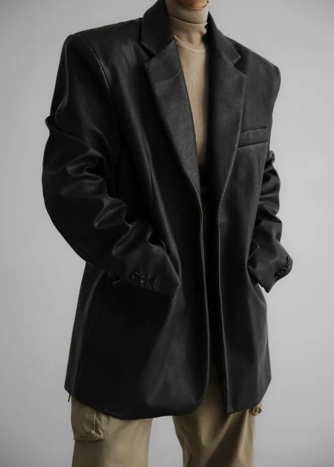 Women The Frankie Shop Kelso Faux Leather Blazer 8211 Black Black