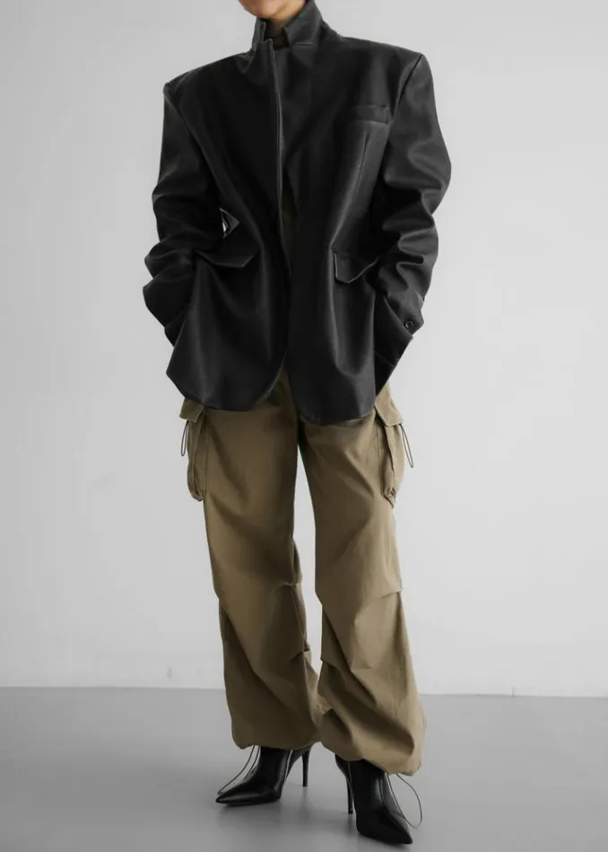 Women The Frankie Shop Kelso Faux Leather Blazer 8211 Black Black