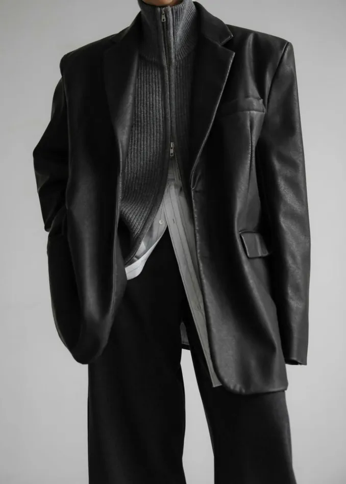 Women The Frankie Shop Kelso Faux Leather Blazer 8211 Black Black
