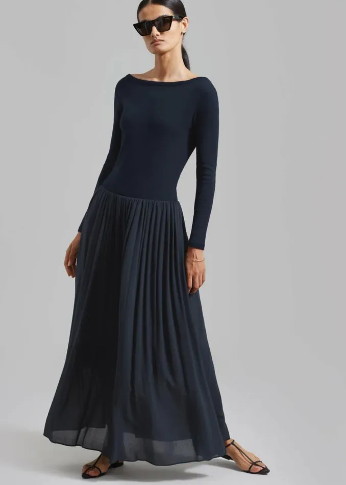 Women The Frankie Shop Odette Gathered Skirt Maxi Dress 8211 Navy Navy