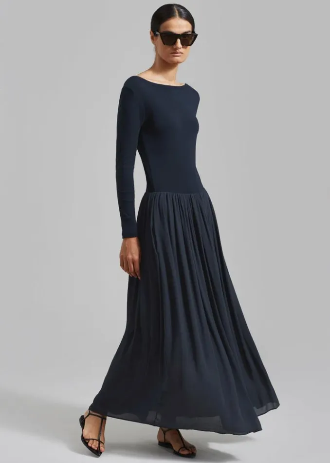 Women The Frankie Shop Odette Gathered Skirt Maxi Dress 8211 Navy Navy