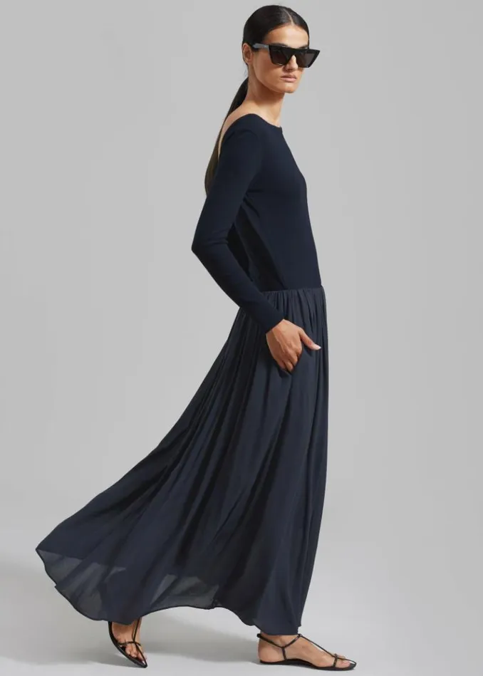 Women The Frankie Shop Odette Gathered Skirt Maxi Dress 8211 Navy Navy