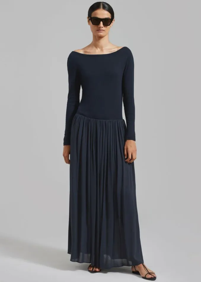Women The Frankie Shop Odette Gathered Skirt Maxi Dress 8211 Navy Navy