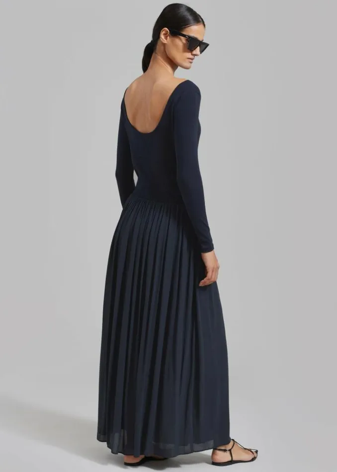 Women The Frankie Shop Odette Gathered Skirt Maxi Dress 8211 Navy Navy