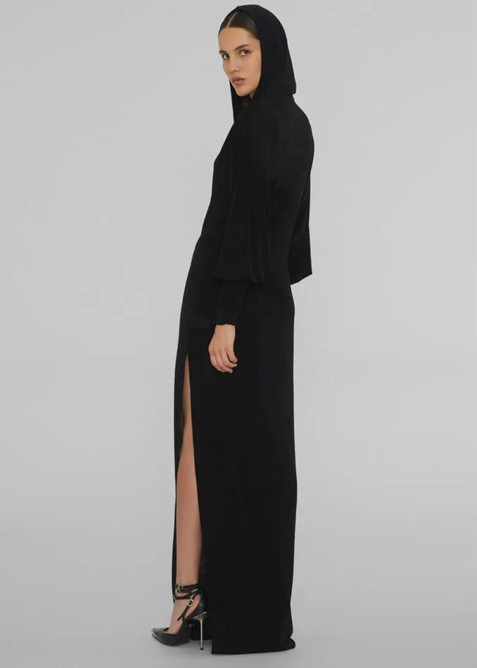 Women The Frankie Shop ROTATE Slinky Maxi Hooded Dress 8211 Black Black
