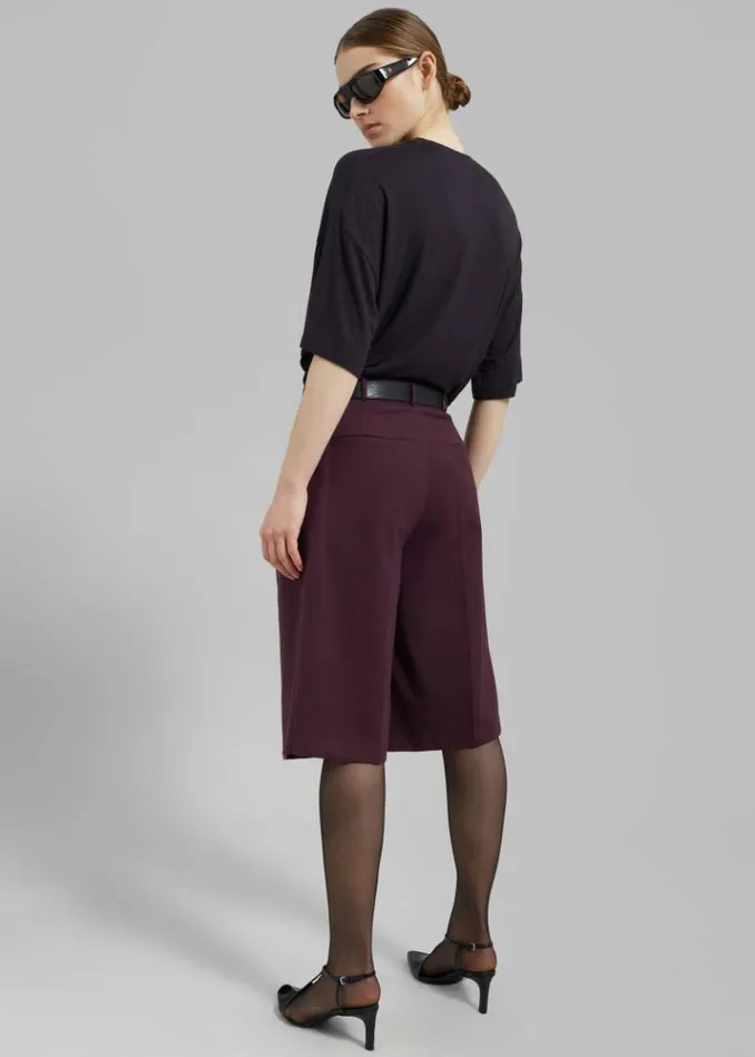 Women The Frankie Shop Wilma Pleated Bermuda Shorts 8211 Burgundy Burgundy