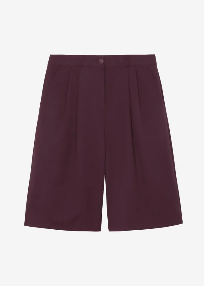 Women The Frankie Shop Wilma Pleated Bermuda Shorts 8211 Burgundy Burgundy