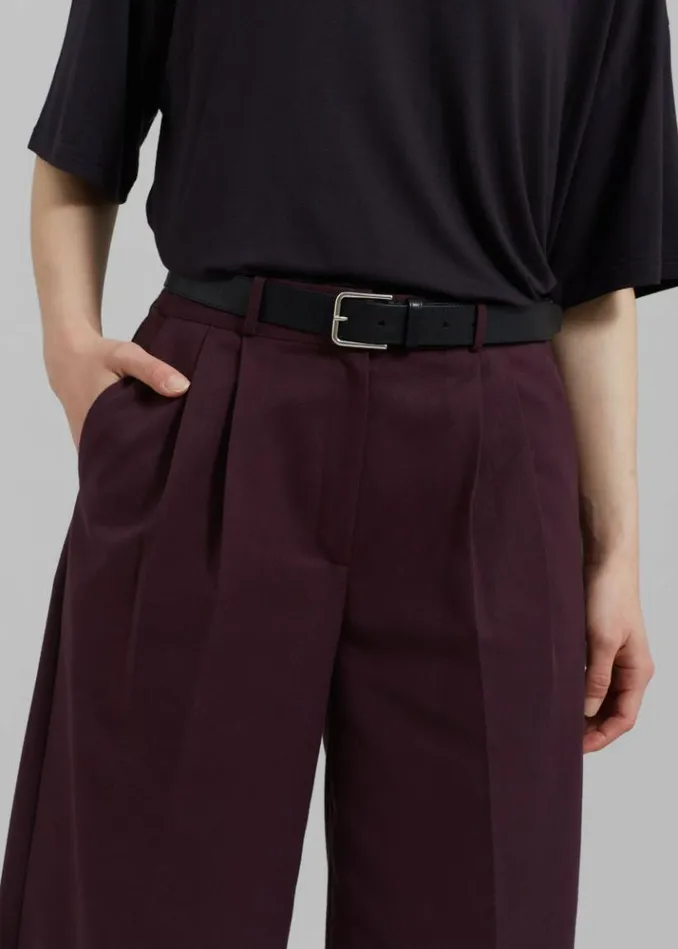 Women The Frankie Shop Wilma Pleated Bermuda Shorts 8211 Burgundy Burgundy