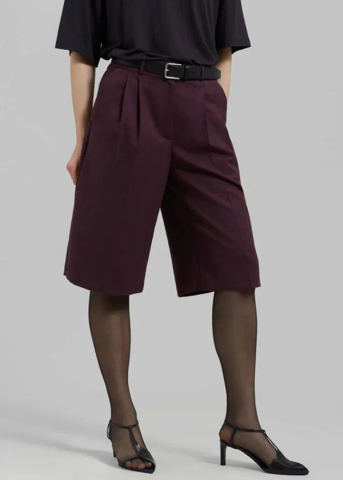 Women The Frankie Shop Wilma Pleated Bermuda Shorts 8211 Burgundy Burgundy