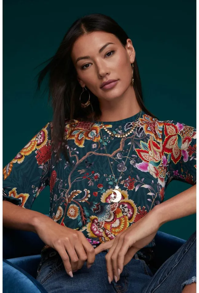 Women The Janie Favorite Puff Sleeve Knit Tee Orizaba Johnny Was Tops