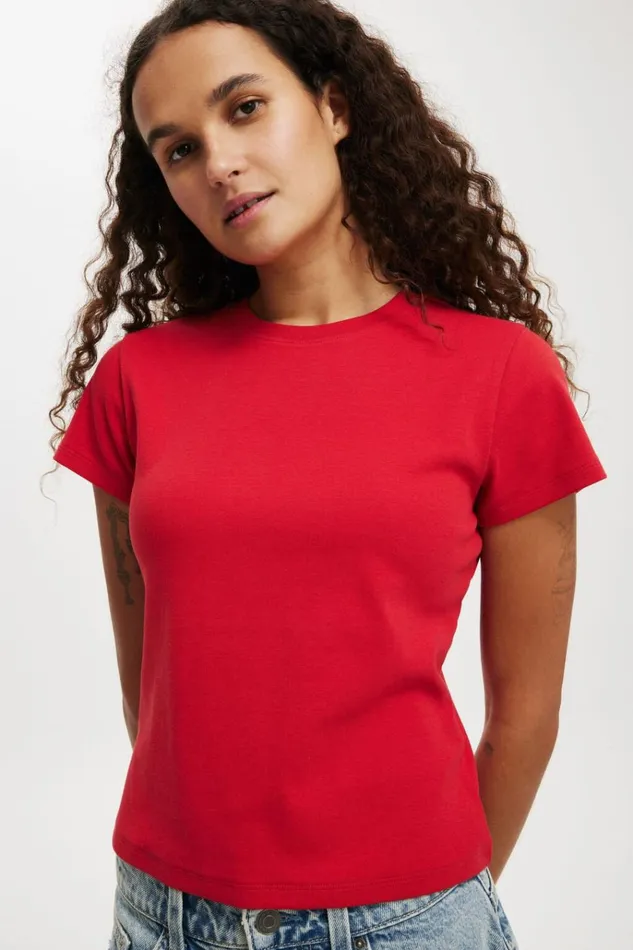 Women Tops Cotton On 90S Baby Tee Crimson Kiss