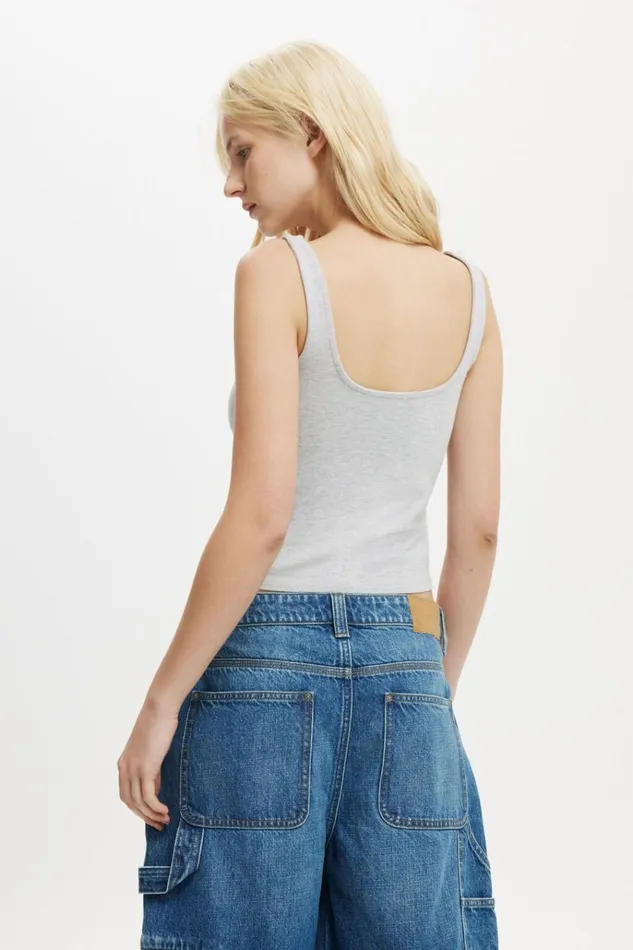 Women Tops Cotton On All Day Square Neck Tank Grey Marle Women Tops Cotton On All Day Square Neck Tank Grey Marle