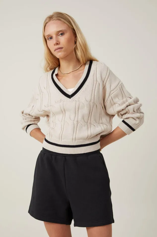 Women Tops Cotton On Classic Fleece Short Black