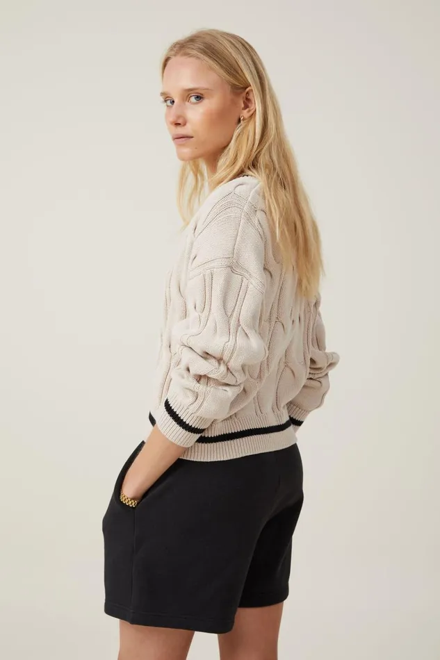 Women Tops Cotton On Classic Fleece Short Black