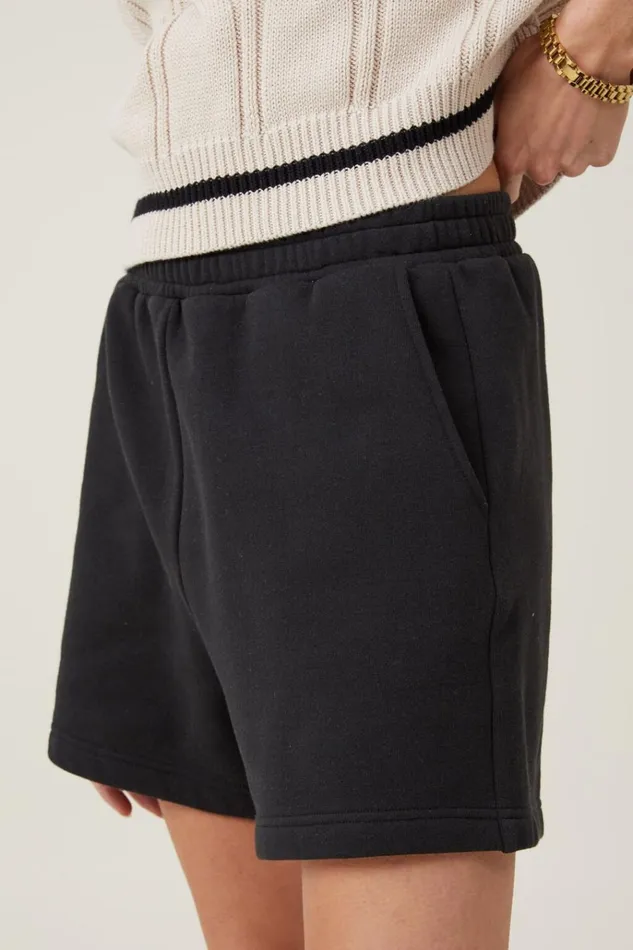 Women Tops Cotton On Classic Fleece Short Black
