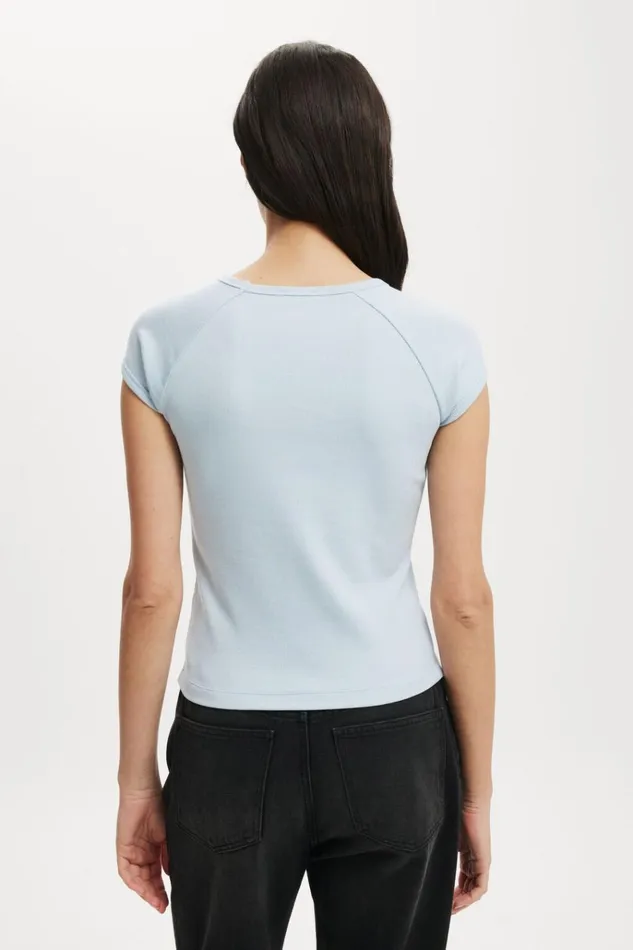 Women Tops Cotton On Essential Rib Raglan Cap Sleeve Top Shoreline