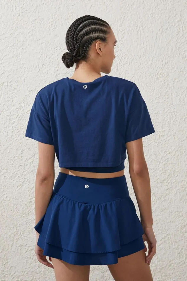 Women Tops Cotton On Mesh Layered Tshirt Navy Peony