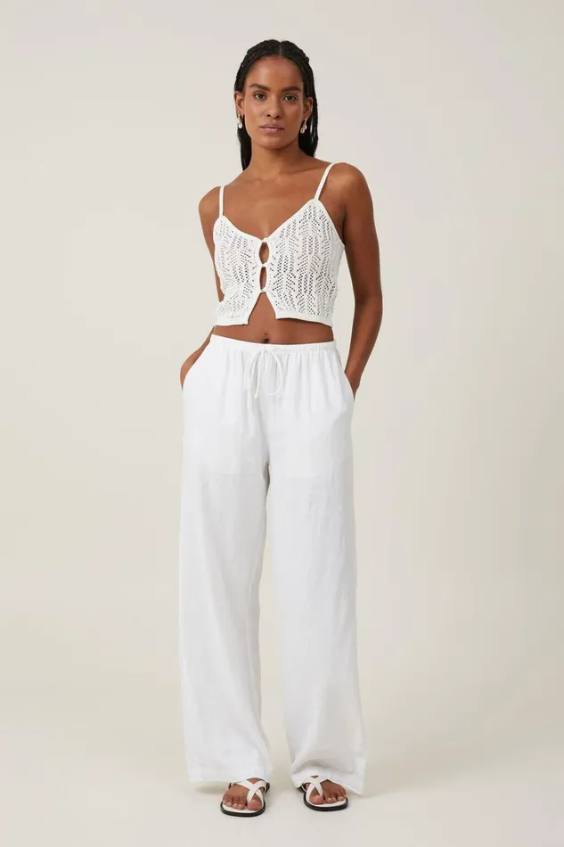 Women Tops Cotton On Summer Knit Mesh Cami White