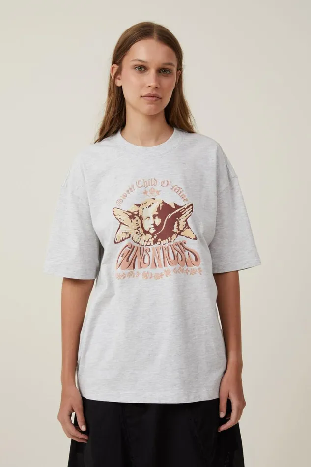 Women Tops Cotton On The Lcn Boxy Graphic Tee Lcn Bra Guns N Roses Cherub Soft Grey Marle Women Tops Cotton On The Lcn Boxy Graphic Tee Lcn Bra Guns N Roses Cherub Soft Grey Marle