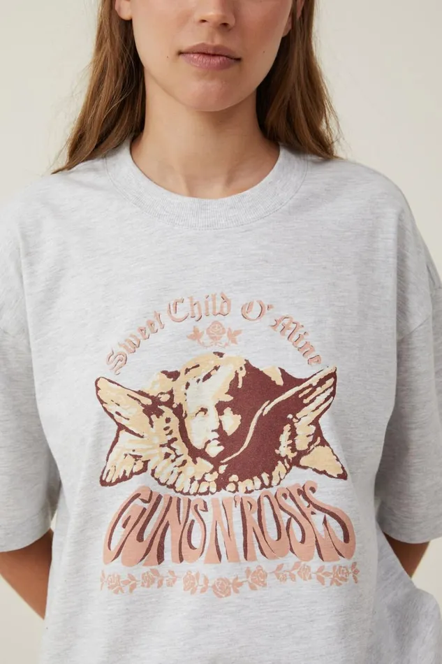 Women Tops Cotton On The Lcn Boxy Graphic Tee Lcn Bra Guns N Roses Cherub Soft Grey Marle Women Tops Cotton On The Lcn Boxy Graphic Tee Lcn Bra Guns N Roses Cherub Soft Grey Marle