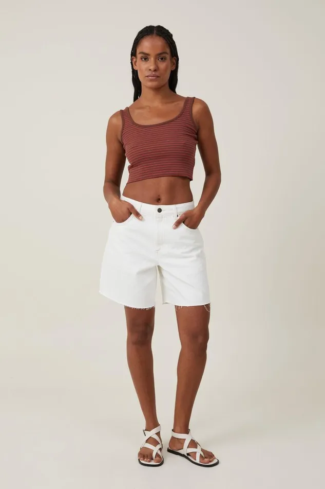 Women Tops Cotton On The One Organic Rib Crop Tank Eliza Stripe Bottle Brown Women Tops Cotton On The One Organic Rib Crop Tank Eliza Stripe Bottle Brown