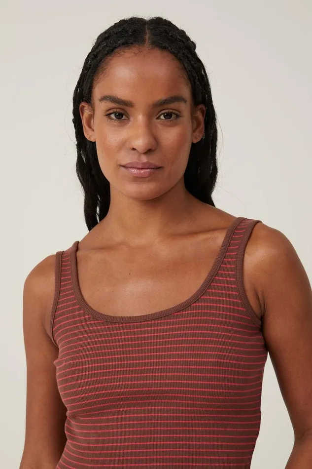 Women Tops Cotton On The One Organic Rib Crop Tank Eliza Stripe Bottle Brown Women Tops Cotton On The One Organic Rib Crop Tank Eliza Stripe Bottle Brown