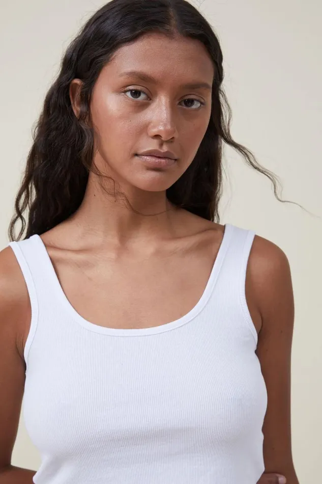 Women Tops Cotton On The One Organic Rib Crop Tank White Women Tops Cotton On The One Organic Rib Crop Tank White