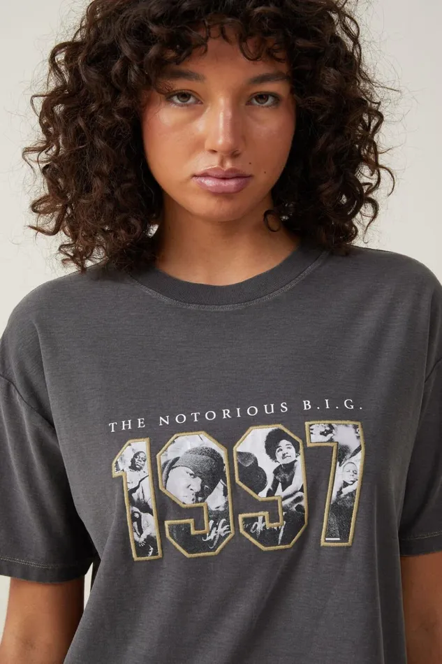 Women Tops Cotton On The Oversized Hip Hop Tee Lcn Mt Biggie 1997graphite Women Tops Cotton On The Oversized Hip Hop Tee Lcn Mt Biggie 1997graphite